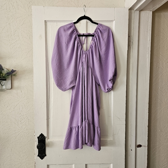 Hailey And Co Women’s Comfort Cutie Lavender Puff Sleeve Mini Dress Size Large - Picture 1 of 6